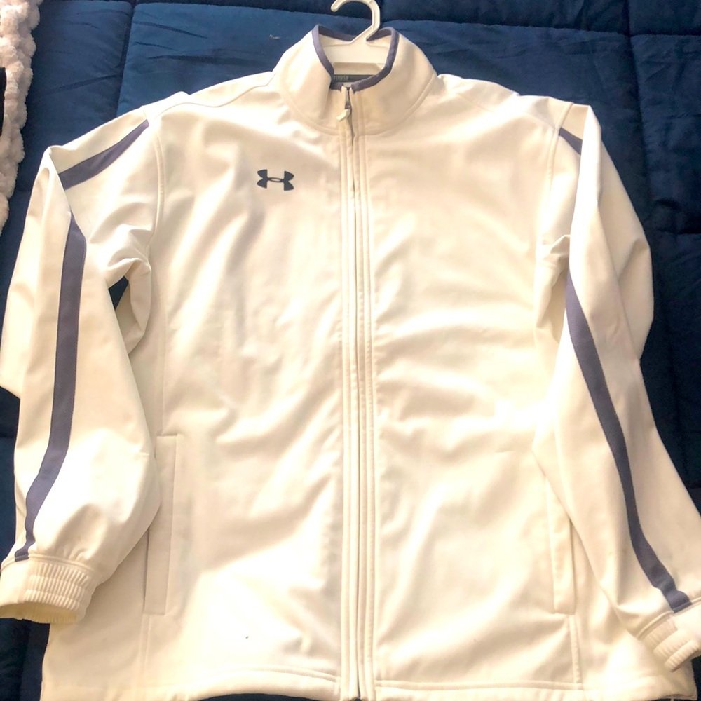 Under Armour UA full zip lightweight jacket white & Charcoal two pockets Medium